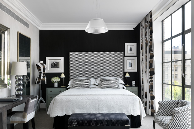 Chic and cozy bedroom at the Crosby Street Hotel